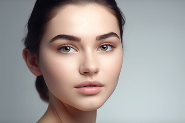 Naklejka premium Young turkish model on light blue background, Generative AI