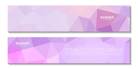 set of banners pink purple abstract background with triangle shape