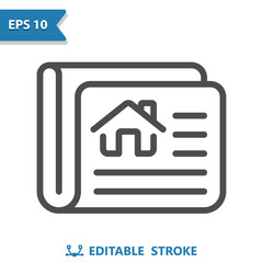 Newspaper Icon. House, Real Estate, News, Ads