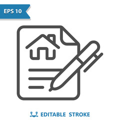 Contract Icon. Mortgage, Lease, Home, House, Document, Pen
