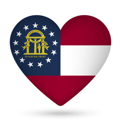 Georgia flag in heart shape. Vector illustration.