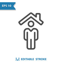 Home Owner Icon. Man, Realtor, Roof, House, Home