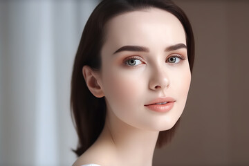 Fototapeta premium Young woman with pale skin, Generative AI