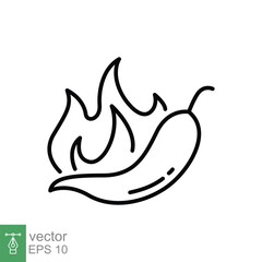 Chilli peppers fire icon. Simple outline style. Flame, burn, capsicum, hot, bonfire, spicy concept. Thin line symbol. Vector symbol illustration isolated on white background. EPS 10.