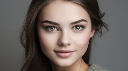 Naklejka premium Girl smiling in the camera, Generative AI