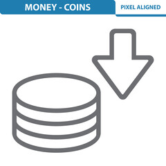 Coins Icon. Coin, Stack of Coins, Coin Stack