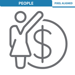 People Icon. Woman, Dollar, Money, Businesswoman, Investment, Investor, Investing