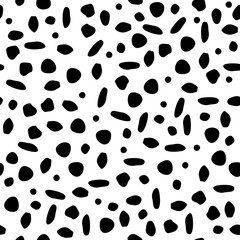 Vector seamless abstract pattern, black chaotic dots drawn by hand. Cute design for textiles,...