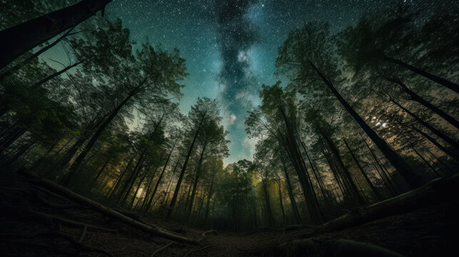 Beneath the Stars: A Night in the Beech Forest. Generative AI