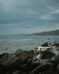 Fototapeta na wymiar View of a stormy sea from the rocks