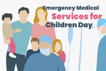 Illustration vector graphic of emergency medical services for children day. Good for poster