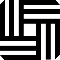 Abstract geometric pattern design. Black flat decorative design element. PNG with transparent background.