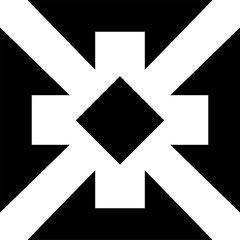 Abstract geometric pattern design. Black flat decorative design element. PNG with transparent background.