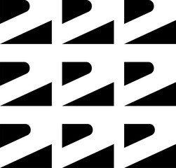 Abstract geometric pattern design. Black flat decorative design element. PNG with transparent background.