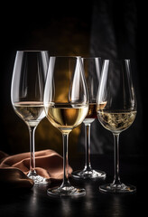 Pouring White Wine and Champagne in Glasses - Generative Ai