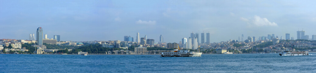Fototapeta na wymiar Panoramic city view of the European side of Istanbul from the Bosphorus