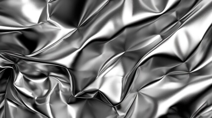 Silver foil background with shiny crumpled surface for texture background. Generative AI.