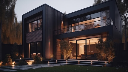 Fototapeta premium Modern and Luxurious Mansion. Stylish House Building - Generative Ai