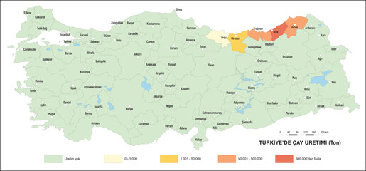 Turkey Tea Production Map, Geography Lesson, Agriculture in Turkey, Tea, Turkey Map, map, geography