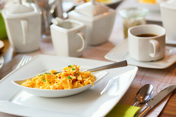 Delicious omelette served for breakfast