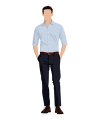A man in a business suit on a white background. Vector illustration in flat style