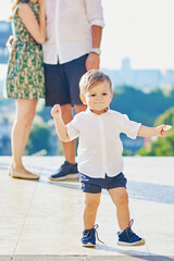 Fototapeta premium Happy little bay making his first steps