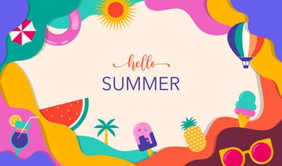 Colorful Abstract Summer Background, poster, banner. Summer sale, summer fun concept design promotion design