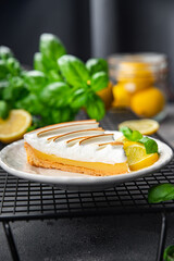 lemon tart meringue sweet pastryndessert meal food snack on the table copy space food background rustic top view