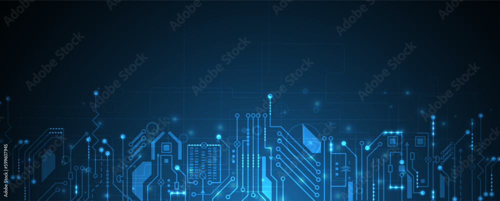 Poster Abstract circuit board futuristic technology processing background