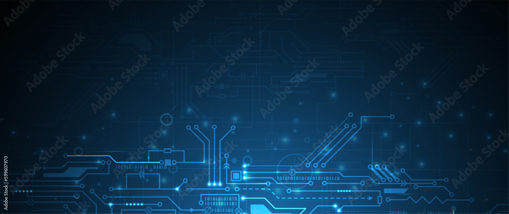 Poster Abstract circuit board futuristic technology processing background