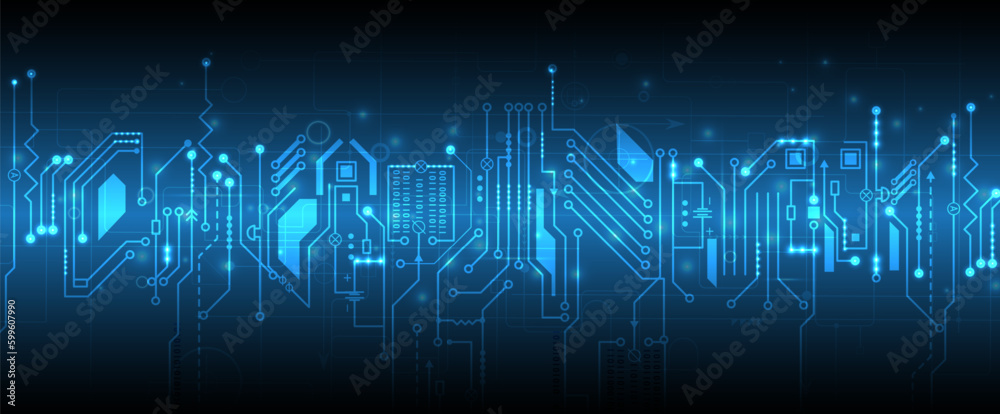 Poster Abstract circuit board futuristic technology processing background
