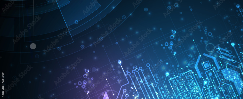 Poster Abstract circuit board futuristic technology processing background