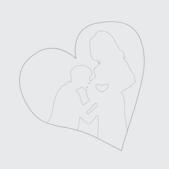 line art doodle female, pregnant, pregnancy, woman, Happy Mother Minimalist Contour Illustration. Happy pregnant young woman in anticipation of babysitting. Vector EPS 10.