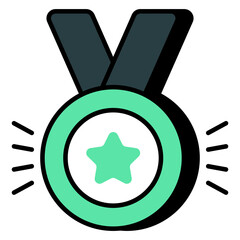 1st position achievement medal icon in flat design