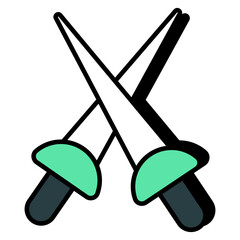 Battle tool concept icon, vector design of crossswords 
