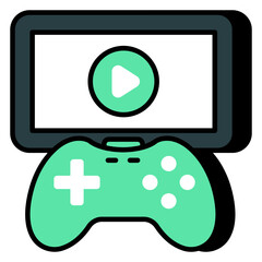 A flat design, icon of play mobile game