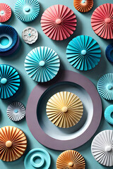 pastel color, 3d mural illustration wallpaper with flowers and circles