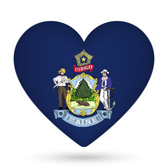 Maine flag in heart shape. Vector illustration.