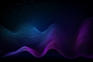 Colorful gradient waves made from lines and dots. Generative AI