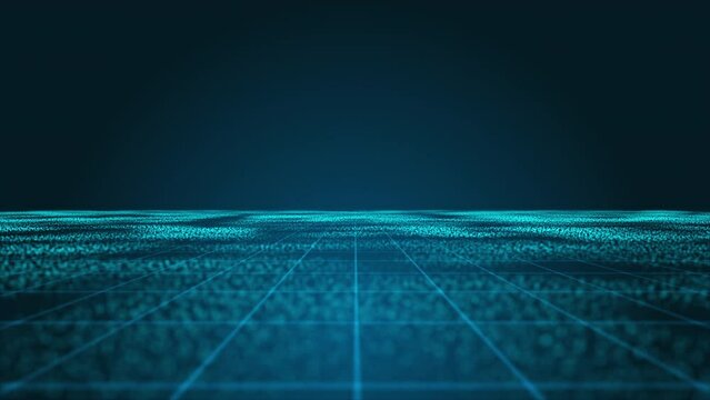 Blue Grid and Blur Particle Motion Graphic Background