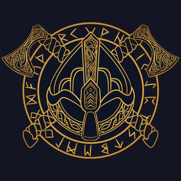 Aegishjalmur viking helm of awe runes vector 2