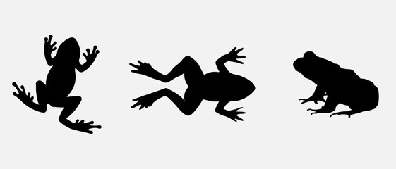 isolated black silhouette of a frog , vector collection - obrazy, fototapety, plakaty