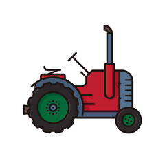 Tractor isolated vector illustration for National Farm Workers Day on June 8