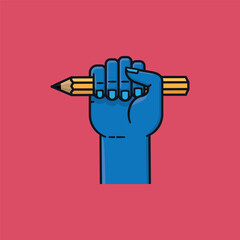 Fist holding pencil  vector illustration for Writers rights Day on June 9