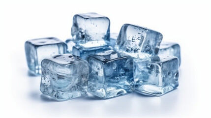 Ice cubes isolated on white background Ai generated image