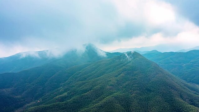 Aerial Photography River Mountain Cloud Scenery