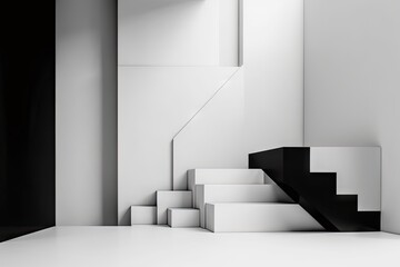 minimalist composition of geometric shapes in black and white, created with generative ai