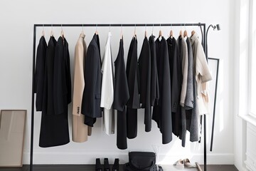 minimalist wardrobe inspiration, with mix of classic and modern pieces, created with generative ai