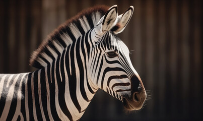 Close-up portrait of a zebra. Generative AI