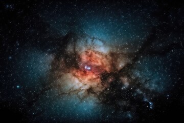 Fototapeta premium close-up of galaxy and nebula formation, with stars shining brightly, created with generative ai
